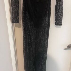 ASOS Elegant Black Lace Long Sleeve Dress
